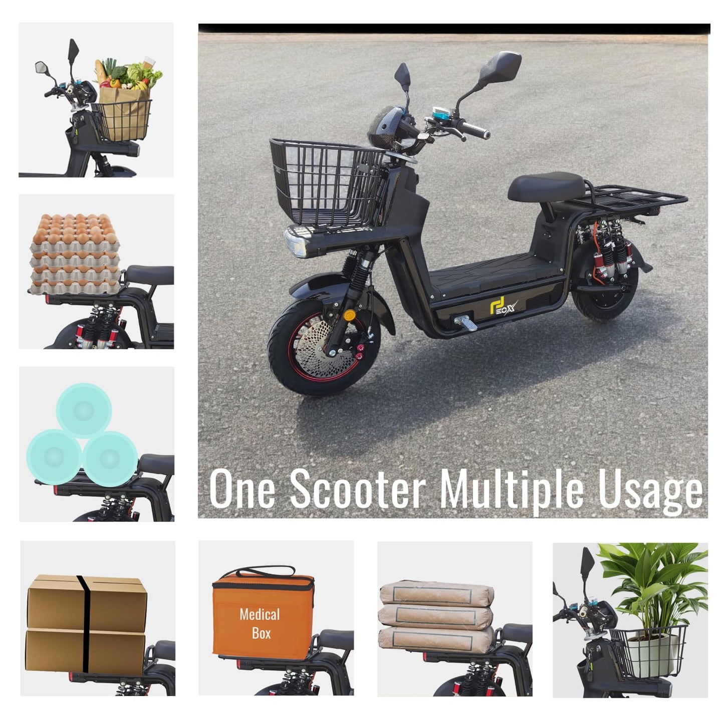 EOX E4 Plus Low Speed Electric Loader Scooter Non RTO, 300Kg Weight Capacity, Portable Charger