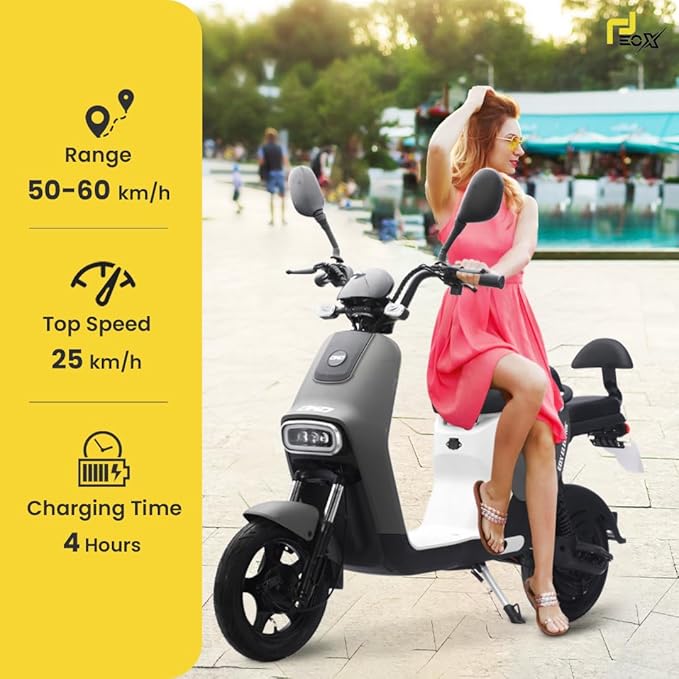 EOX OKO Non RTO Low Speed Electric Scooter with 50-60Km Mileage, Portable 48V Lithium Battery & Charger