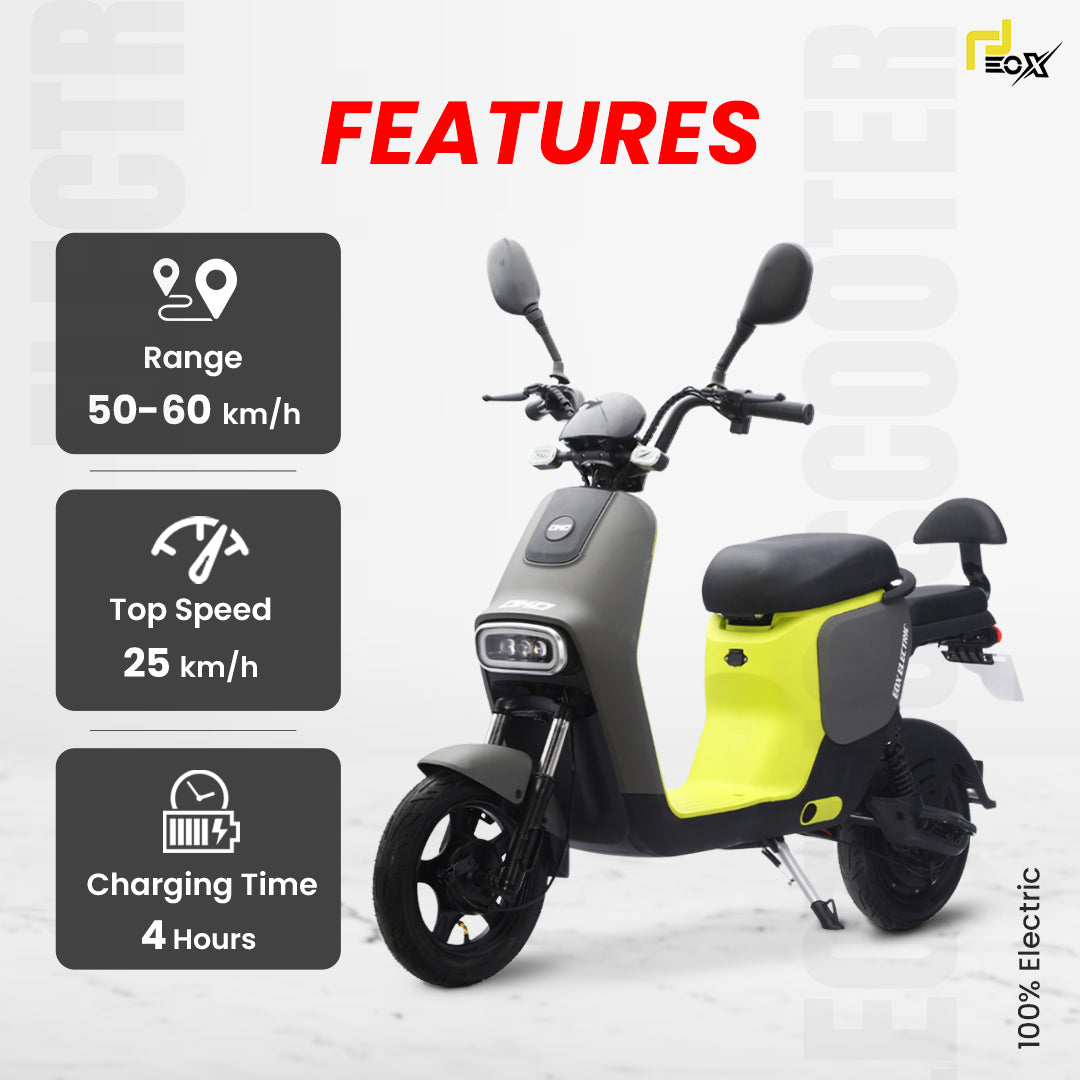 EOX OKO Electric Commuter Scooter – 50–60 km Range, 25 km/h, Portable 48V Lithium Battery