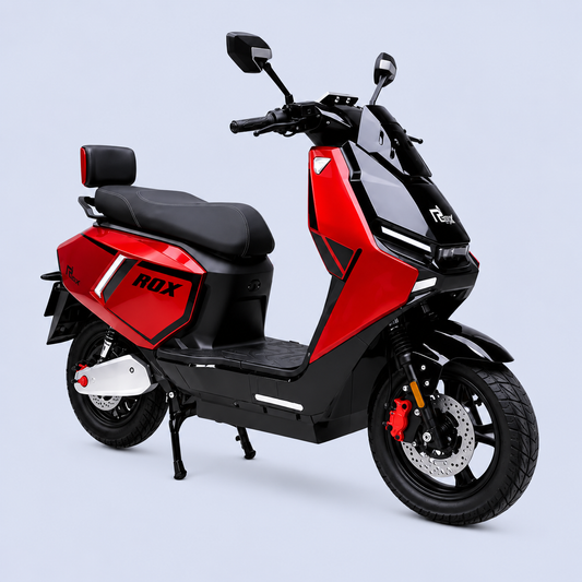 EOX® ROX Electric Scooter for Adults | 48V Removable Lithium Battery | 50-60 km Long-Range Ride | Lightweight Non-RTO E-Scooter (Sports RED)
