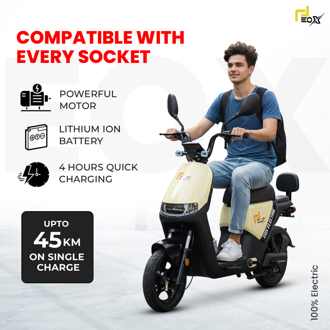 EOX OLO Electric Commuter Scooter – 45 km Range, 25 km/h, Portable Lithium Battery