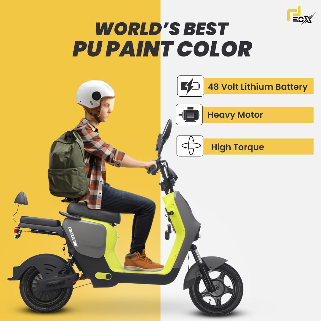 EOX OKO Non RTO Low Speed Electric Scooter  with 50-60Km Mileage, Portable 48V Lithium Battery & Charger