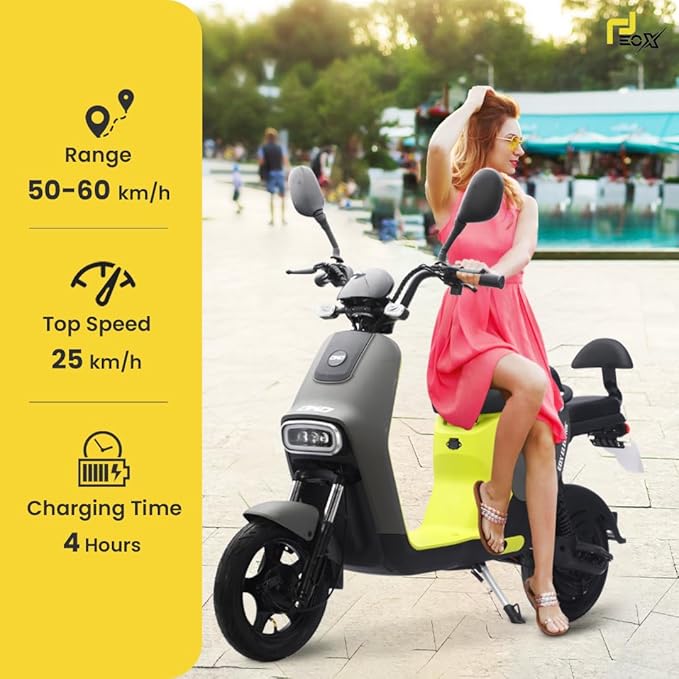 EOX OKO Non RTO Low Speed Electric Scooter  with 50-60Km Mileage, Portable 48V Lithium Battery & Charger