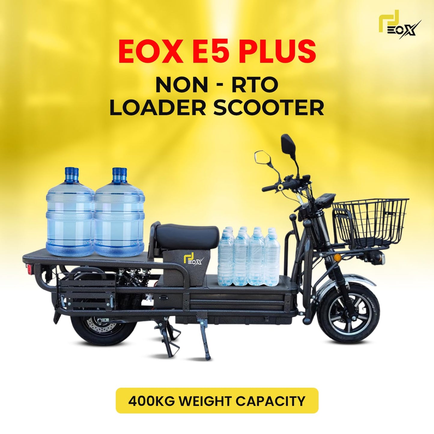 EOX E-Horse Non RTO Low Speed 3 Wheeler Electric Loader Scooter  600Kg Weight Capacity,  Portable Lithium Battery & Charger