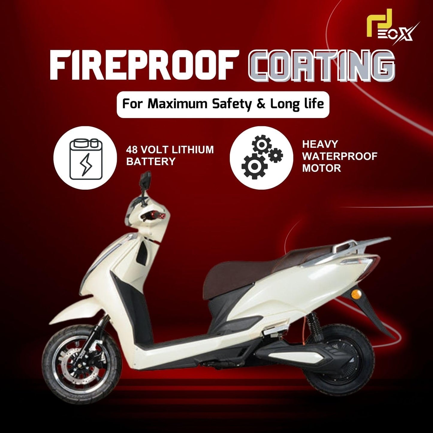 EOX ACTO Low Speed Electric Scooter Non RTO with 60-80Km Range, Black Portable Lithium Battery & Charger