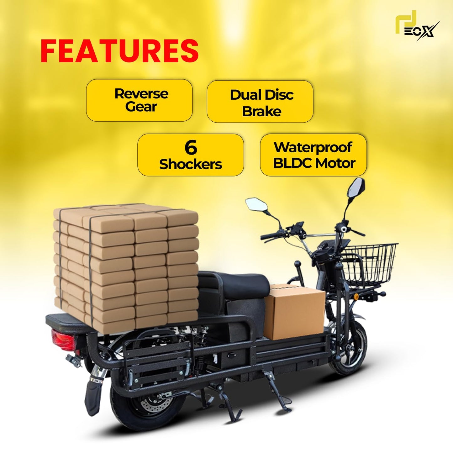 EOX E-Horse Non RTO Low Speed 3 Wheeler Electric Loader Scooter  600Kg Weight Capacity,  Portable Lithium Battery & Charger