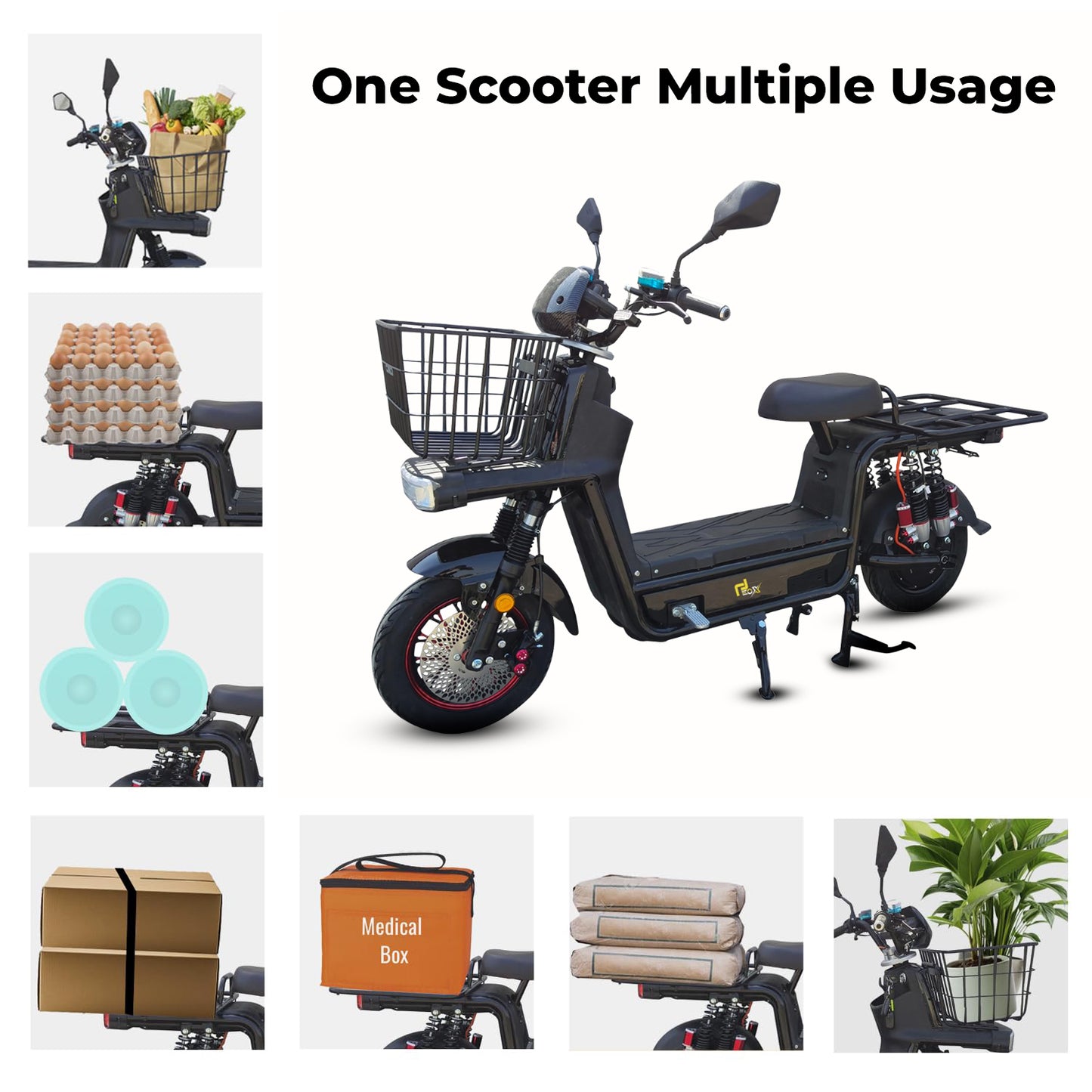 EOX E4 Plus Electric Cargo Scooter – 80 km Range, 25 km/h, Durable‑Load Platform