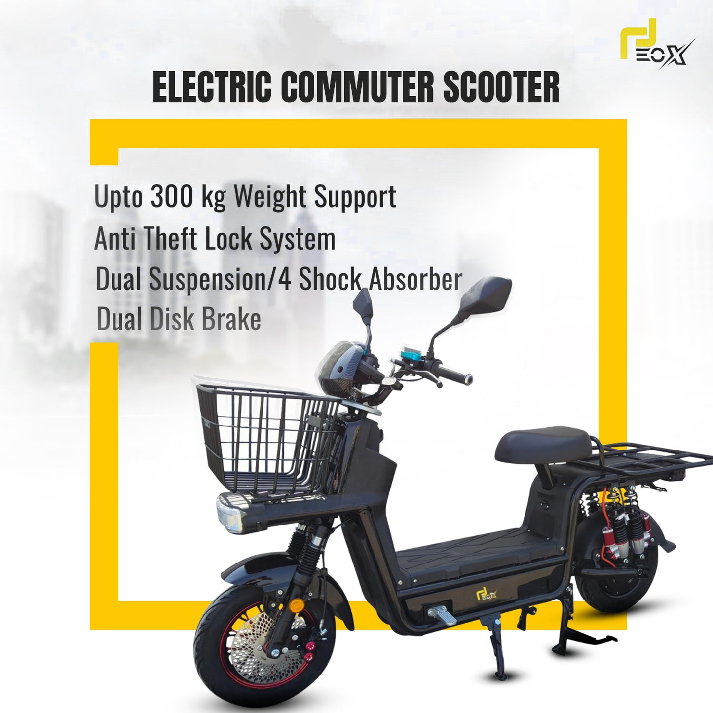 EOX E4 Plus Electric Cargo Scooter – 80 km Range, 25 km/h, Durable‑Load Platform