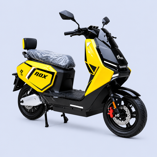 EOX® ROX Electric Scooter for Adults | 48V Removable Lithium Battery | 50-60 km Long-Range Ride | Lightweight Non-RTO E-Scooter (SPORTS YELLOW)