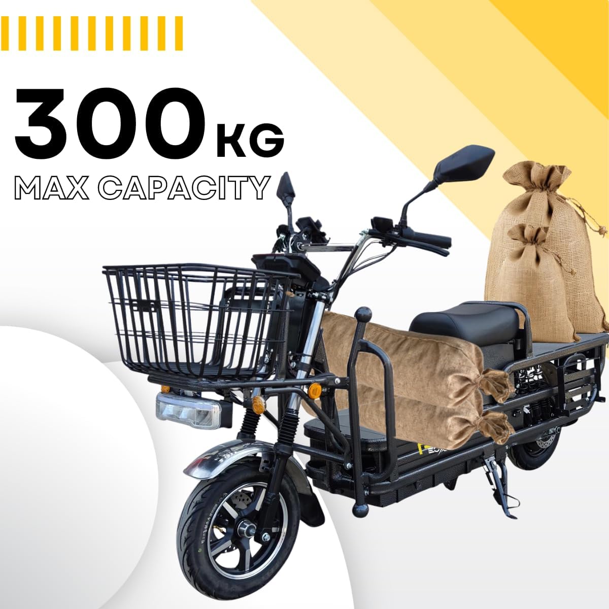 EOX E5 Plus Low Speed Electric Loader Scooter Non RTO, 400Kg Weight Capacity, Portable Lithium Battery & Charger