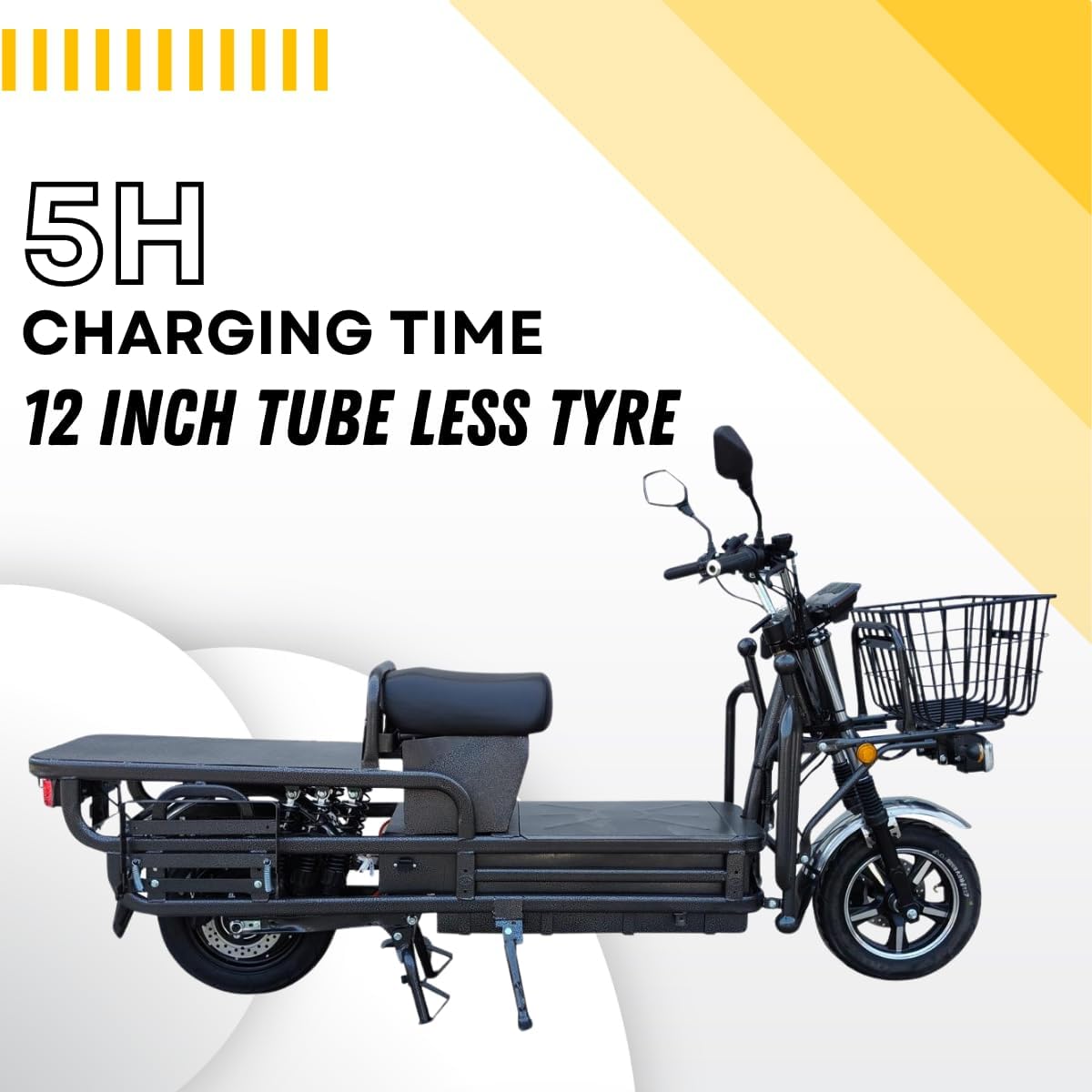 EOX E5 Plus Low Speed Electric Loader Scooter Non RTO, 400Kg Weight Capacity, Portable Lithium Battery & Charger
